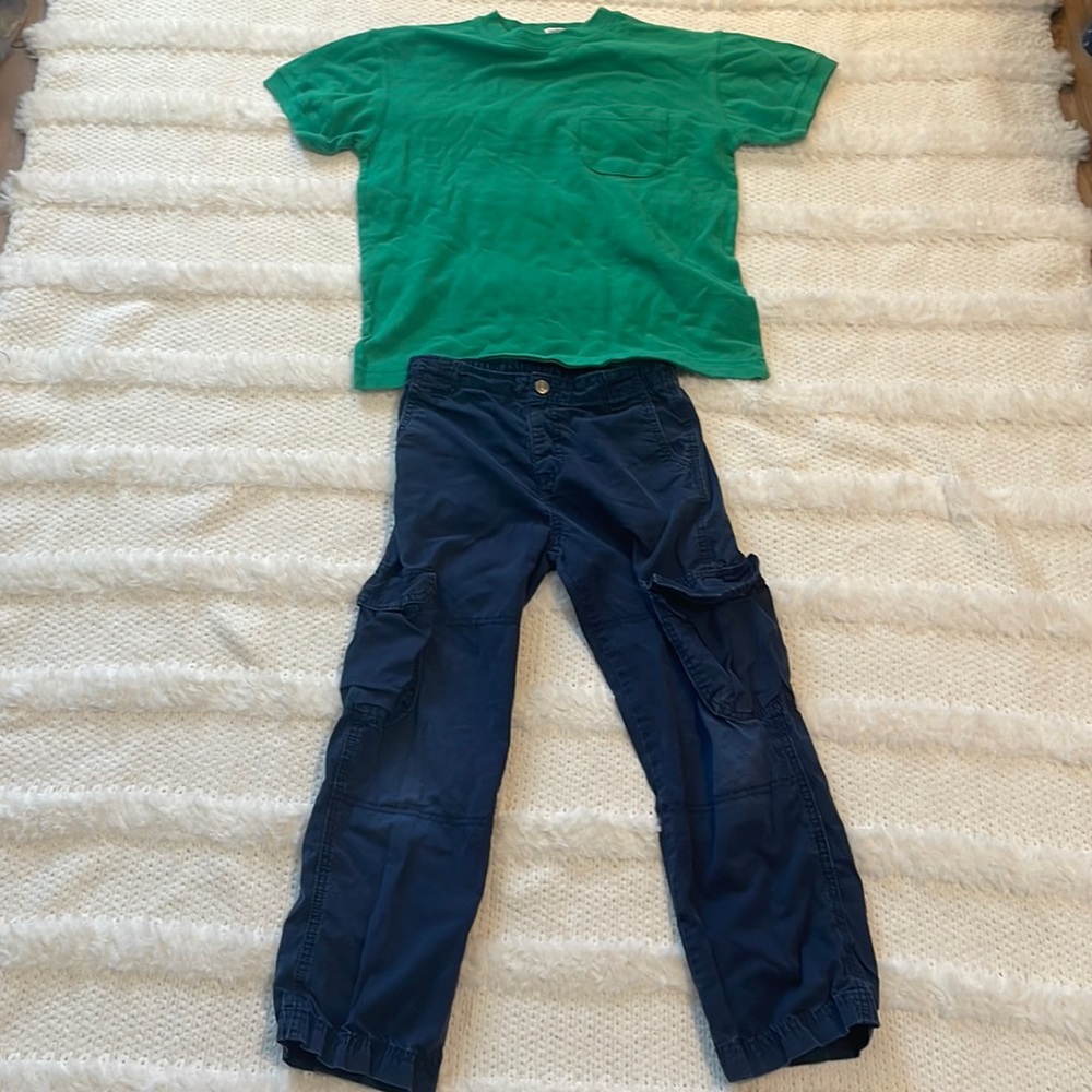 Talbots kids top green & black cargo pants size 7 7X 8